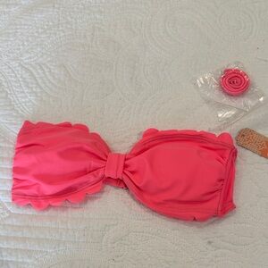 Gianni Bini Neon Pink Scalloped Bikini Top